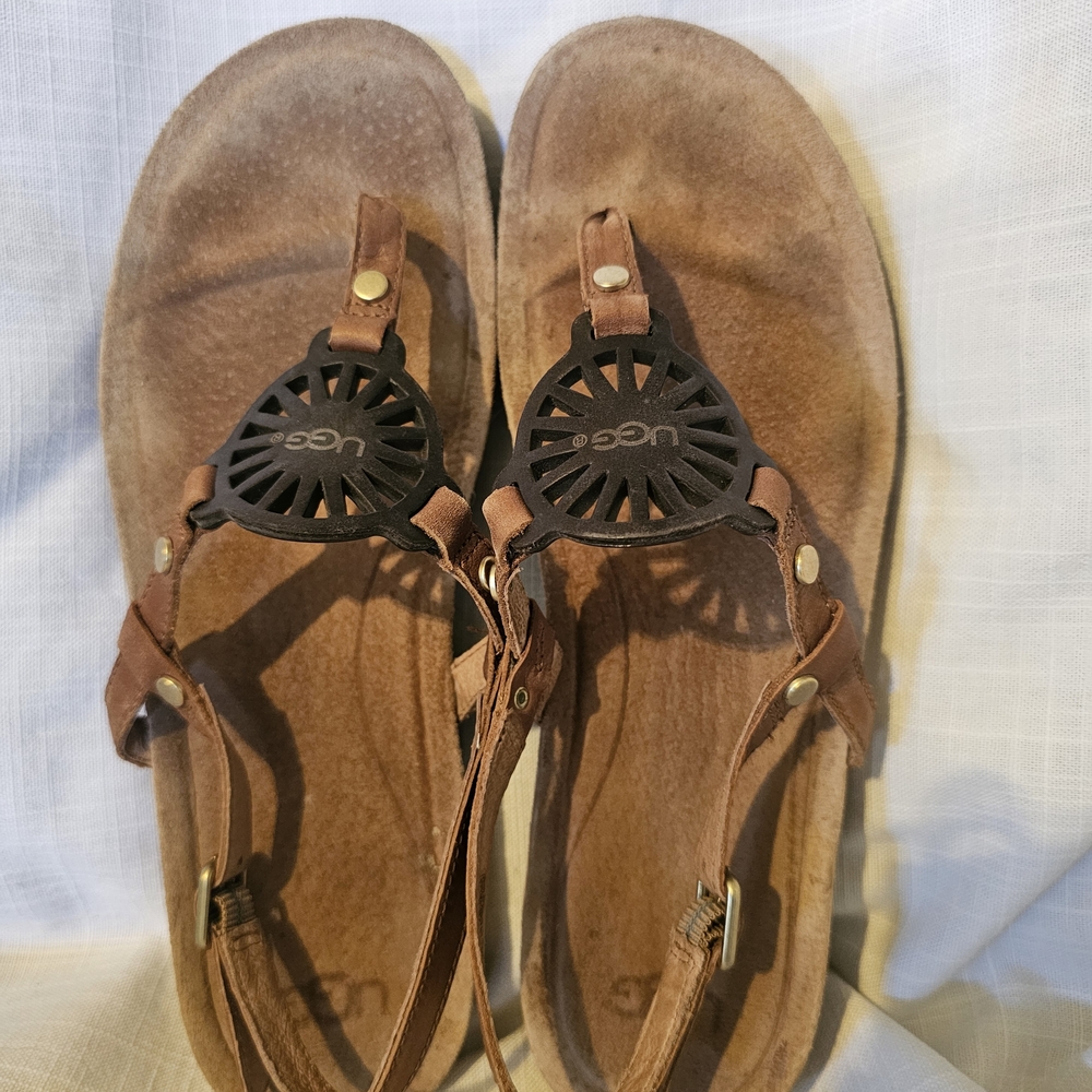 Brown Adjustable UGG Thong Sandals. Womans Size 10